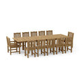 Chelsea 13-Pc Rectangular Double Extension Teak Dining Set – Seats 12
