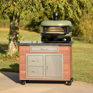 BetterPatio Artisan 4 Foot Pizza Oven Cart with Polished Black Granite Countertops