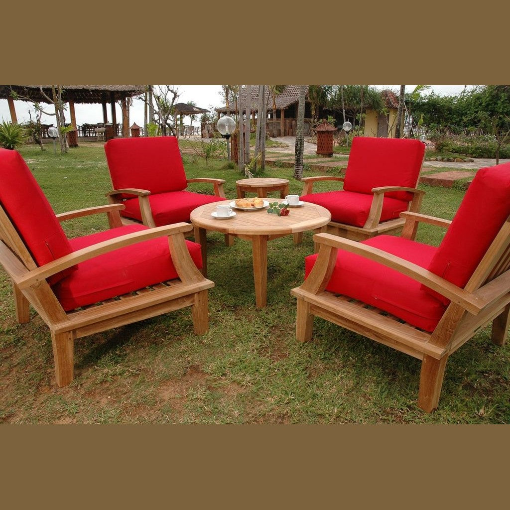 Brianna 6-Pc Teak Deep Seating Armchair Set with Sunbrella Cushions | BetterPatio // BetterPatio.com