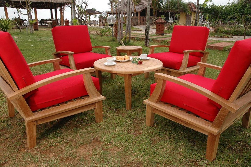 Brianna 6-Pc Teak Deep Seating Armchair Set with Sunbrella Cushions | BetterPatio // BetterPatio.com