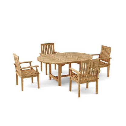 Wooden outdoor table and chairs set on a white background