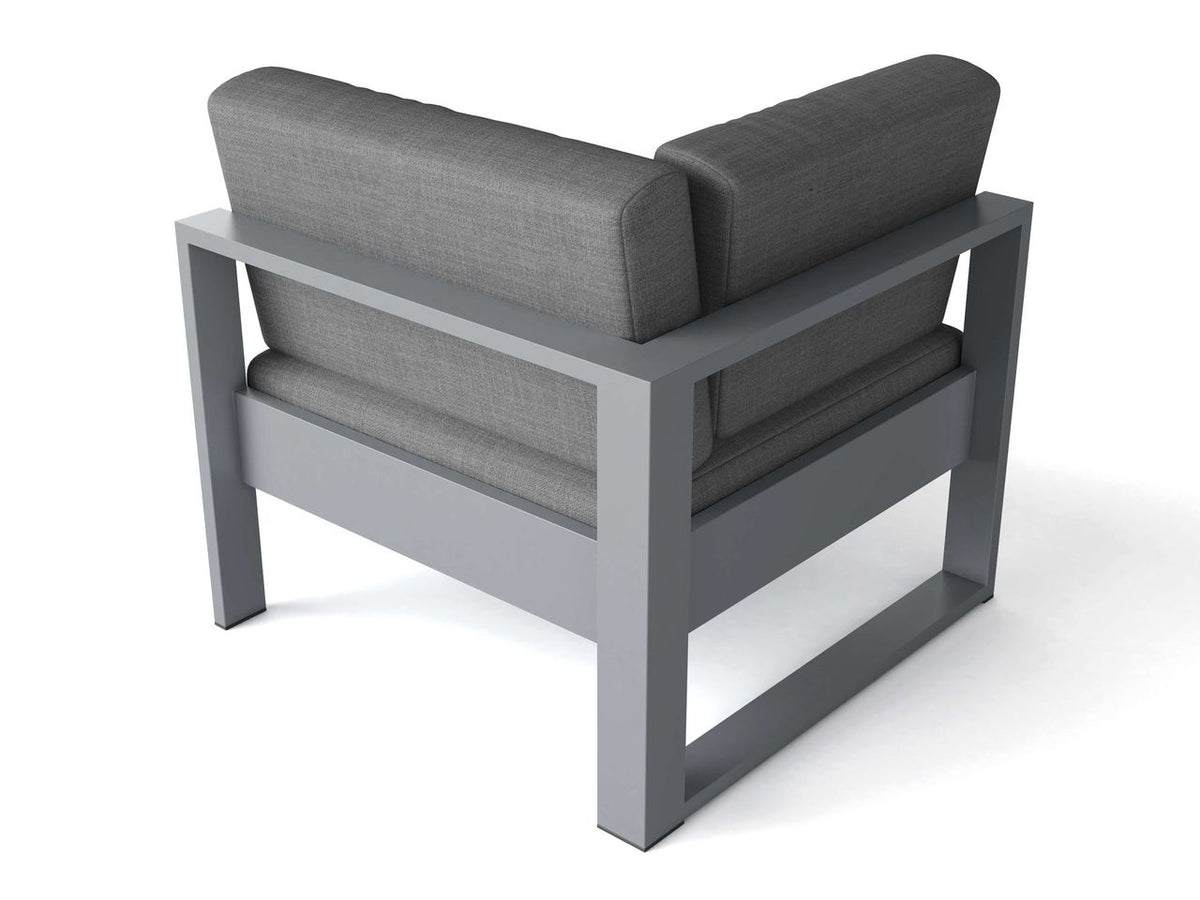 Anderson Teak Lucca Deep Seating Corner Chair Grey - angled view of aluminum corner sectional piece