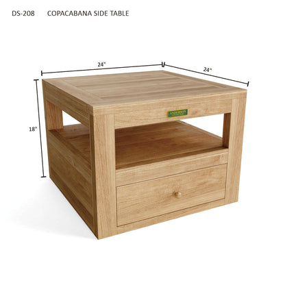 Anderson Teak Copacabana Side Table - top view of teak outdoor side table surface