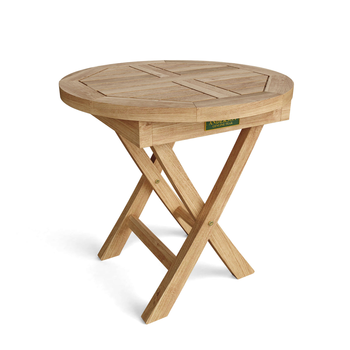 Wooden folding table on a white background