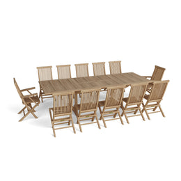 Valencia 13 - Piece Classic Teak Outdoor Dining Set with Extension Table