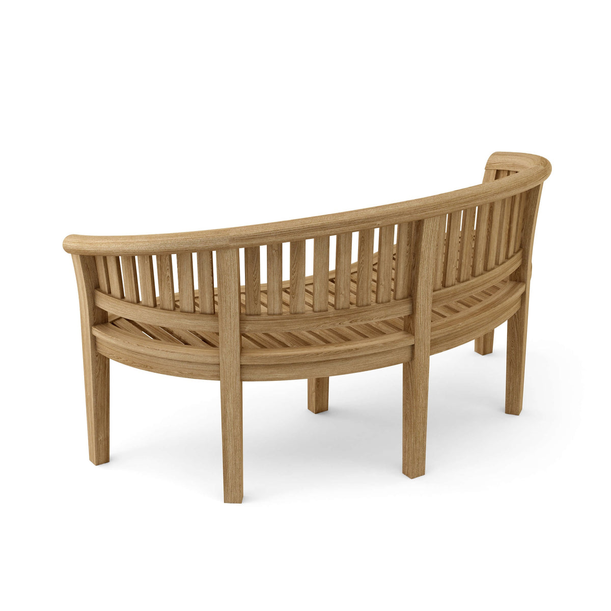 Wooden curved bench on a white background