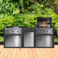 Lynx Pro 8 Foot Luxury Outdoor Grill Island with Grill, Griddle, Polished Black Granite Countertops