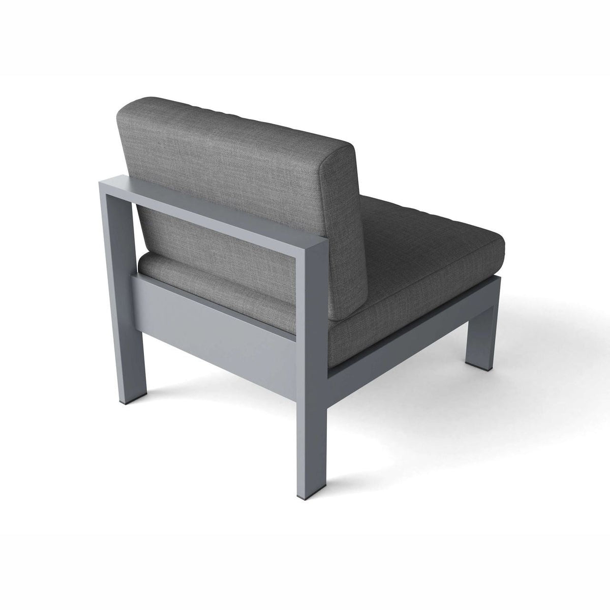 Anderson Teak Lucca Deep Seating Center Chair Grey - front view of armless center chair with cushion