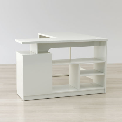 Anderson Teak Lexi 55-inch L-Shaped Corner Desk - gloss white finish storage view