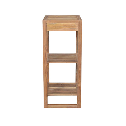 Wooden side table with a drawer on a white background
