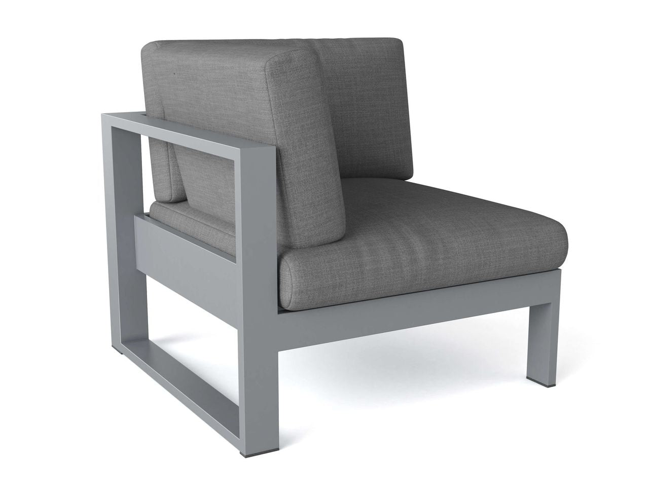 Anderson Teak Lucca Deep Seating Corner Chair Grey - corner module with grey cushion on patio