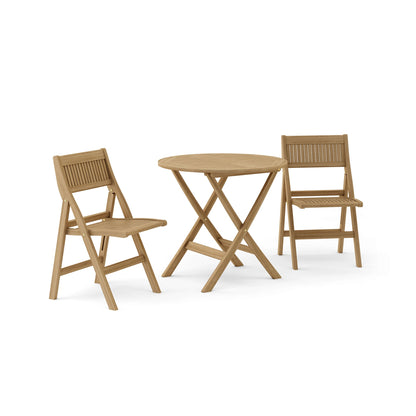 Wooden outdoor table and chairs set on a white background