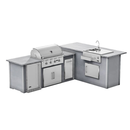 RTA Outdoor Living G7 L-Shaped Outdoor Kitchen Island with Coyote 36-Inch C-Series Grill, Fridge and Refreshment Bar - Mod...