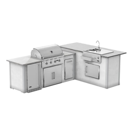 RTA Outdoor Living G7 L-Shaped Outdoor Kitchen Island with Coyote 36-Inch C-Series Grill, Fridge and Refreshment Bar - Mod...