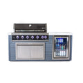 Mont Alpi 78 Inch 6-Burner Artwood Island with Refrigerator in Black Stainless Steel