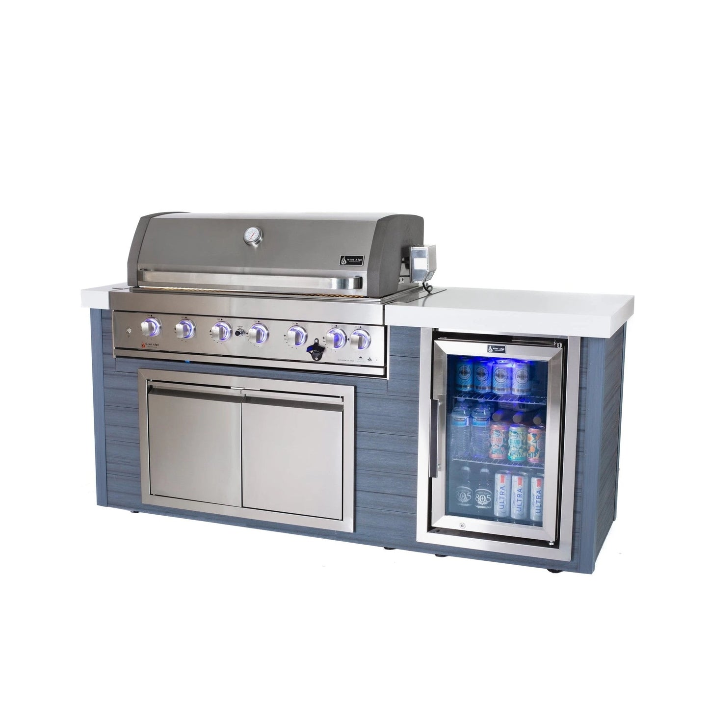 Mont Alpi MA805-AWSS artwood island stainless steel front view grill and beverage center