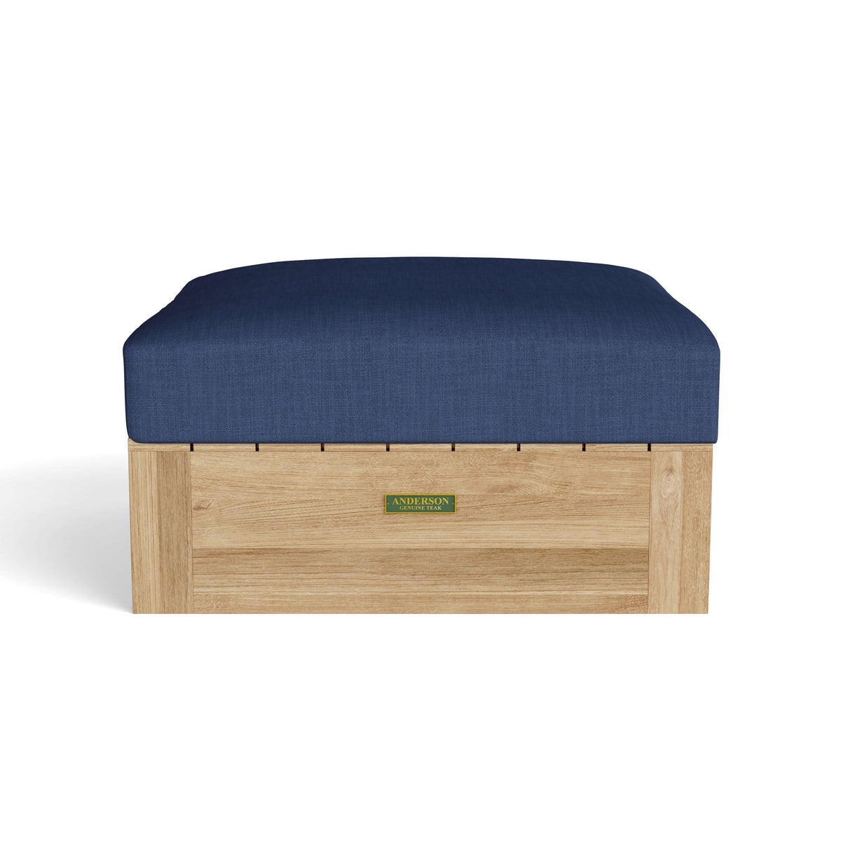 Anderson Teak Copacabana Ottoman - side view of cushioned teak patio footrest