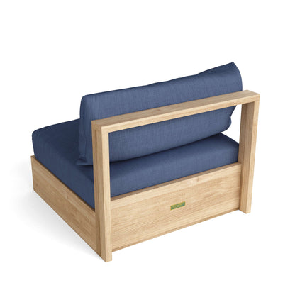 Anderson Teak Copacabana Center Modular - side view of teak center module with cushion