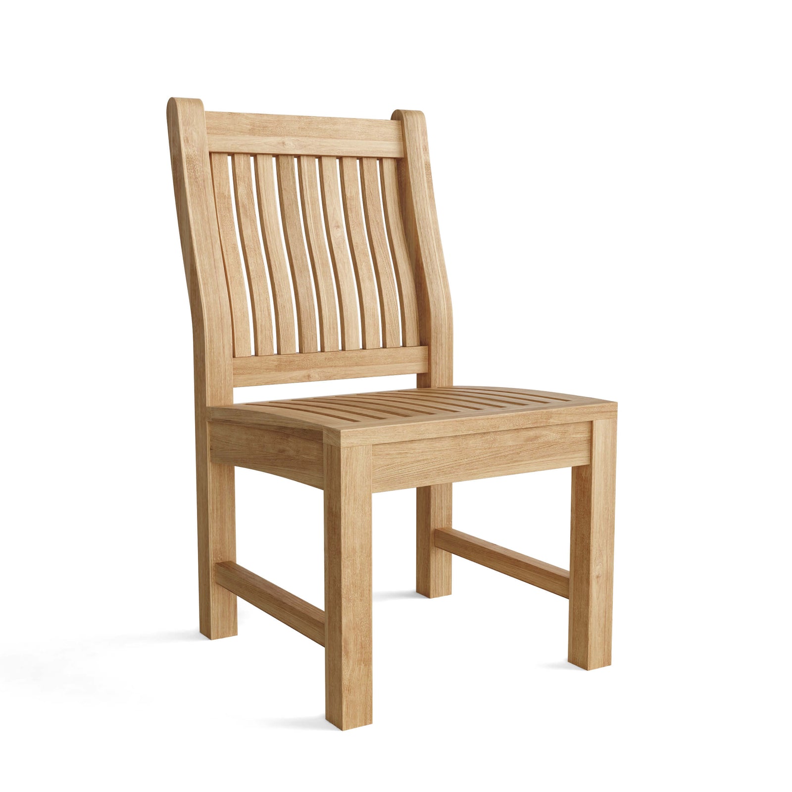 Wooden chair with slatted backrest on a white background