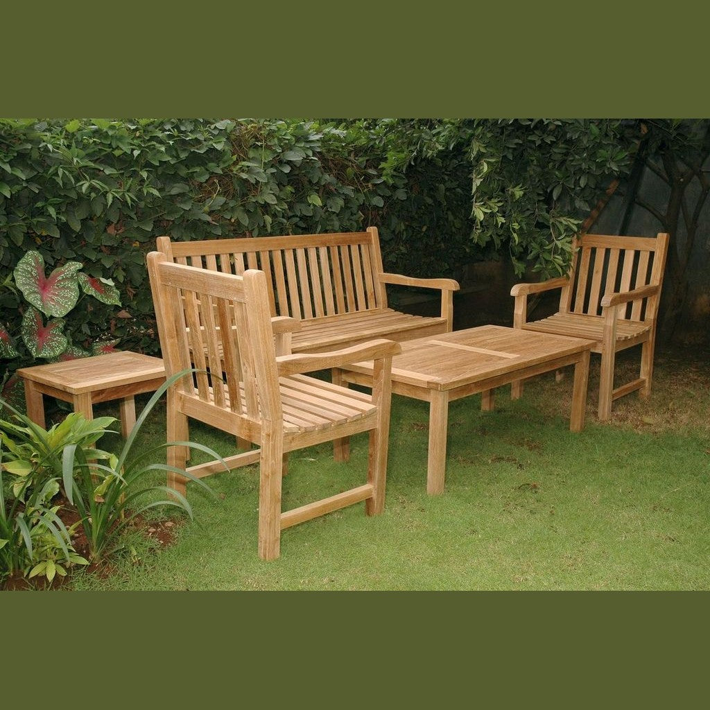 Classic 3-Seater 5-Pc Teak Conversation Set with Coffee & Side Table | BetterPatio // BetterPatio.com