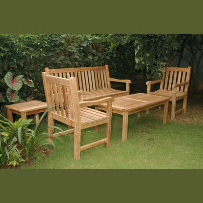 Classic 3-Seater 5-Pc Teak Conversation Set with Coffee & Side Table | BetterPatio // BetterPatio.com
