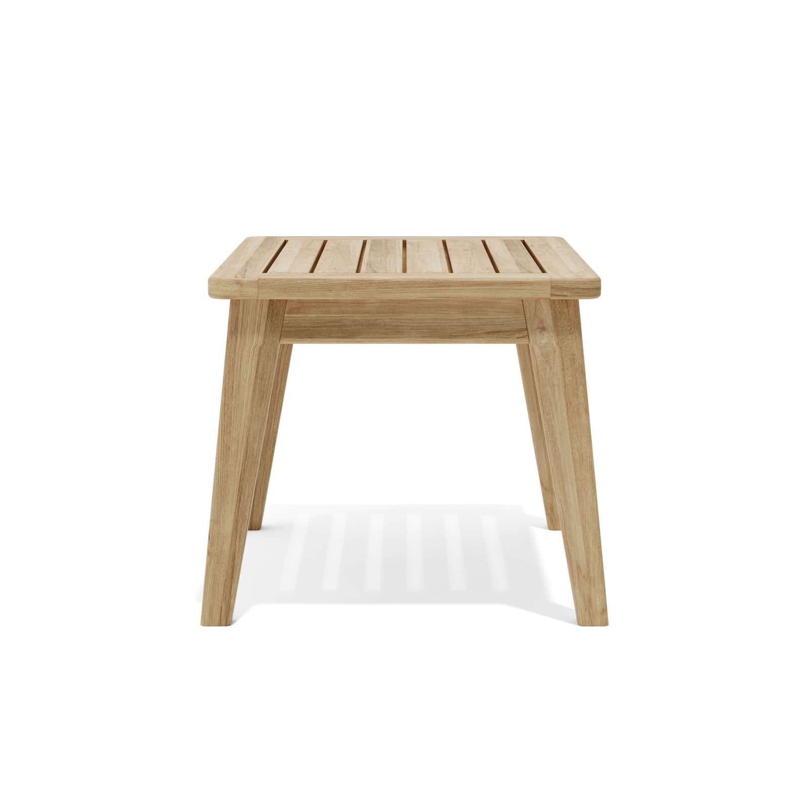 Wooden side table on a white background