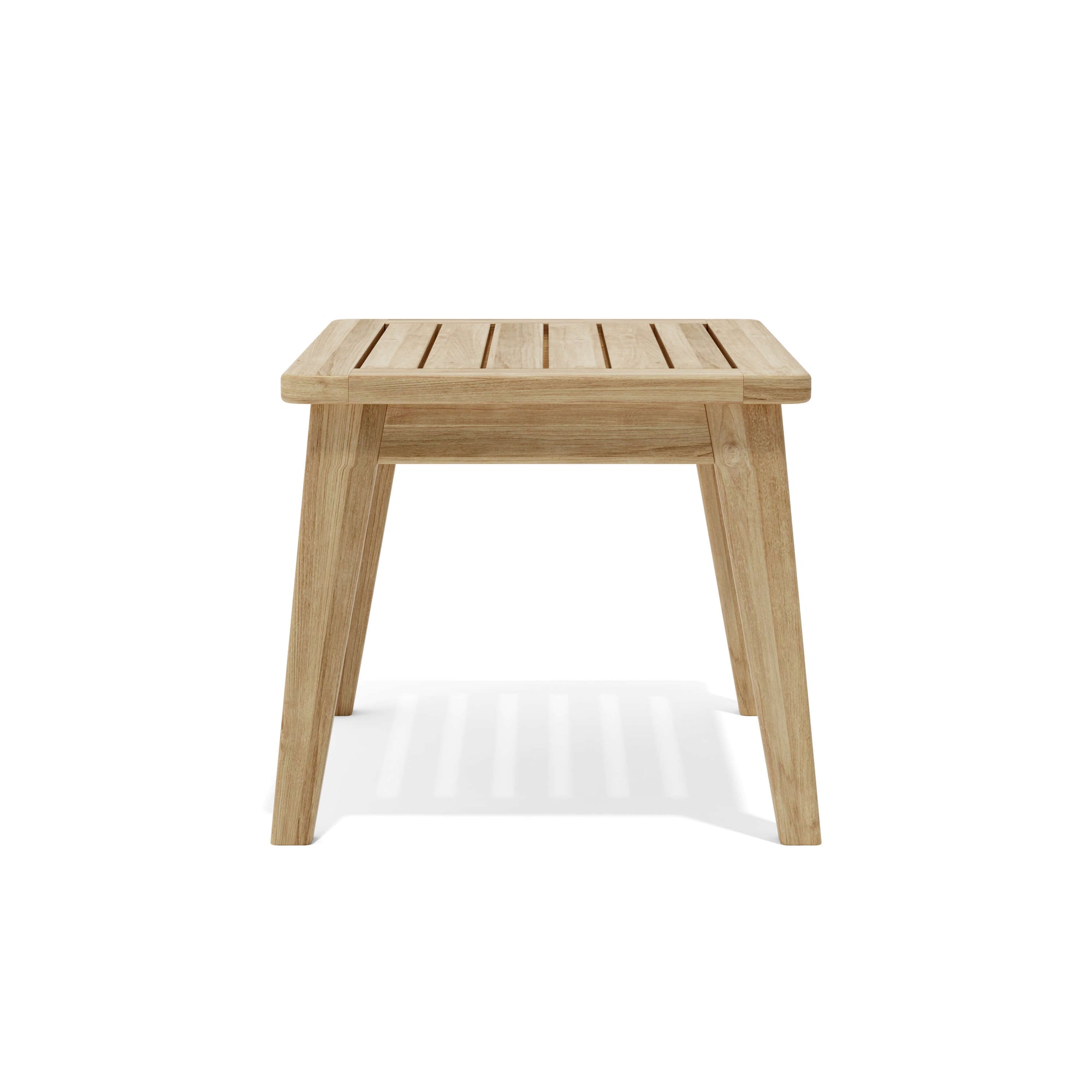 Wooden side table on a white background