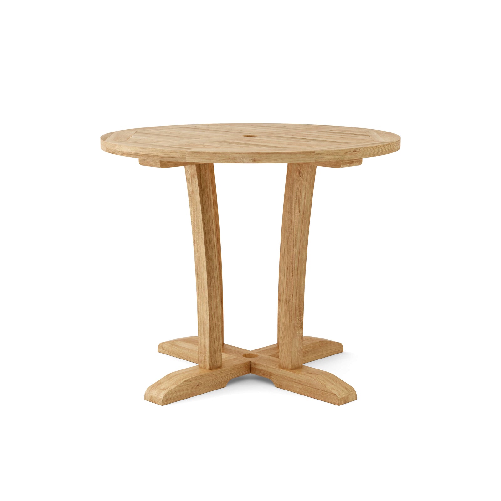 Wooden round table on a white background