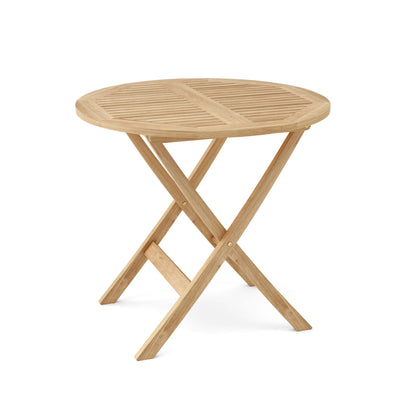 Wooden folding table on a white background