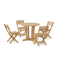 Descanso Alabama 5 - Piece Teak Bistro Set with Round Table & 4 Folding Chairs