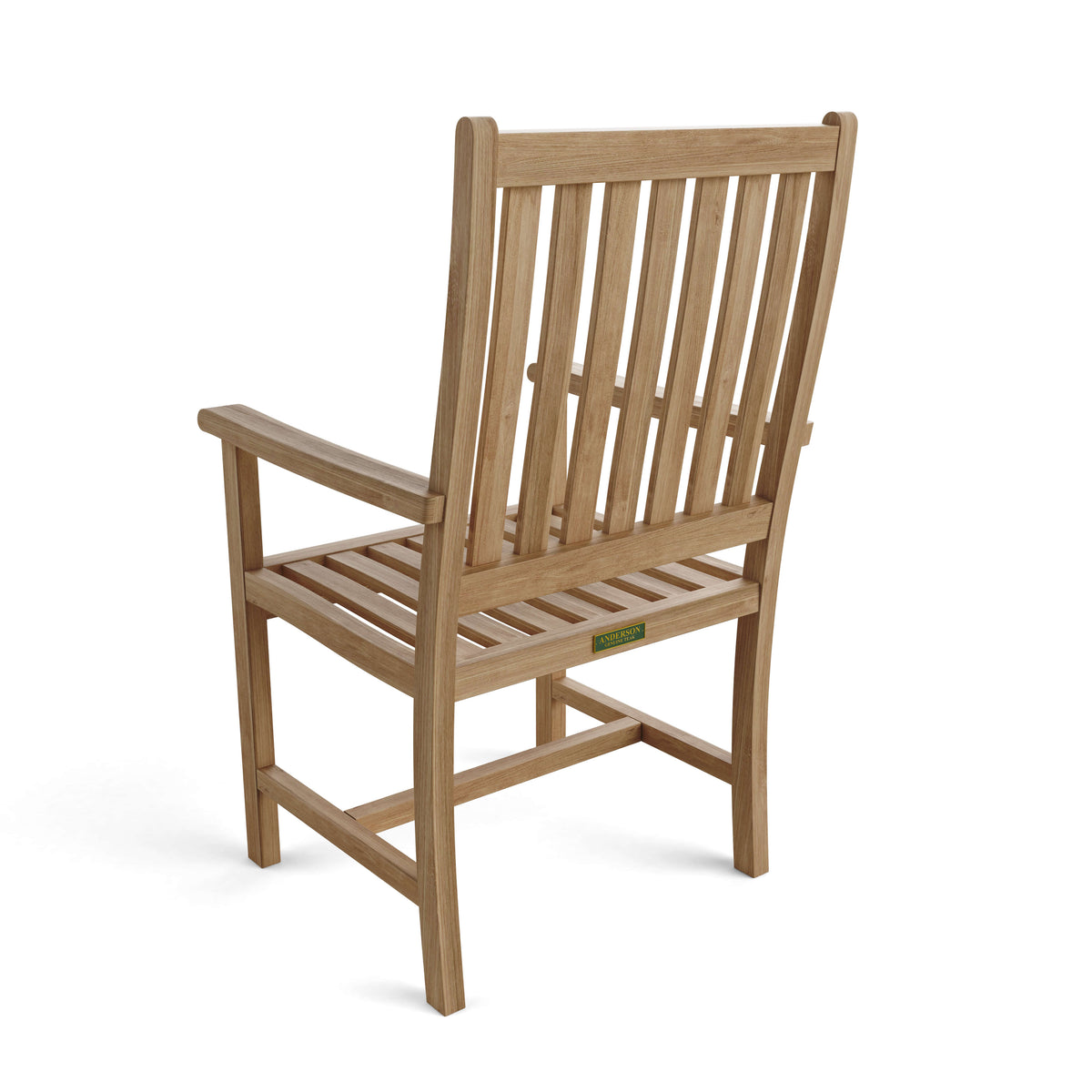 Wooden chair with slatted design on a white background