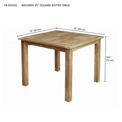 Bahama 35" Square Bistro Table – Teak Outdoor & Indoor Dining | BetterPatio // BetterPatio.com
