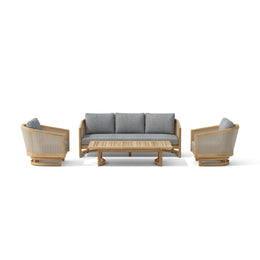 SET - 338 Catania 4 - Piece Teak & Wicker Deep Seating Set with Swivel Chairs