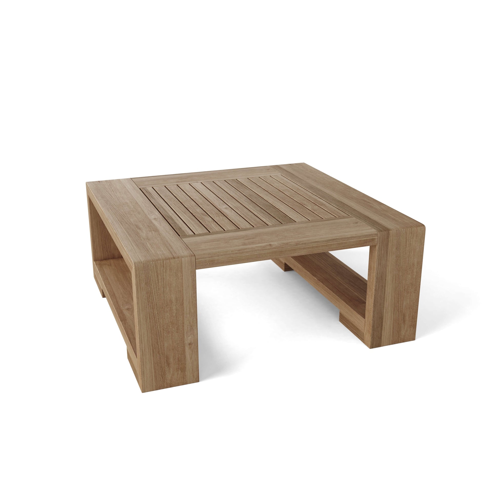 Anderson Teak Capistrano Square Side Table - solid teak outdoor accent table front view