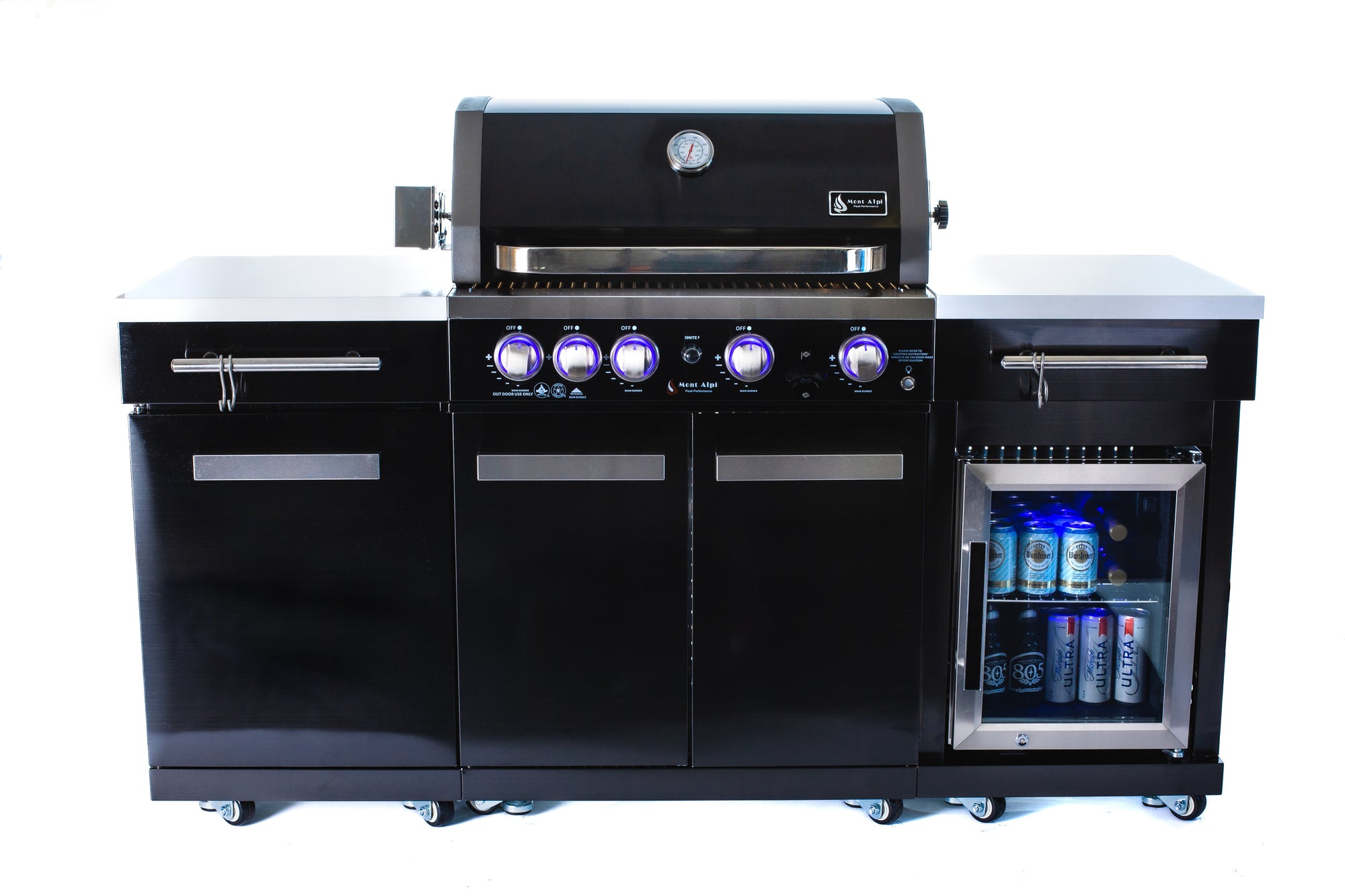 Mont Alpi 70 inch compact outdoor grill island with built in refrigerator