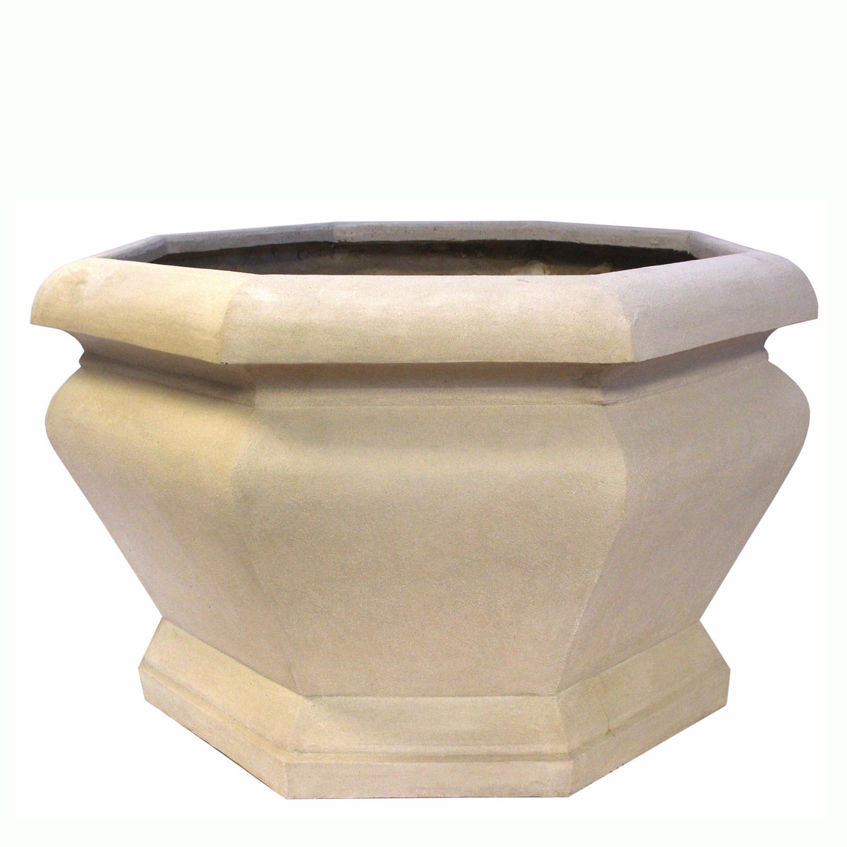 Beige octagonal planter on a white background