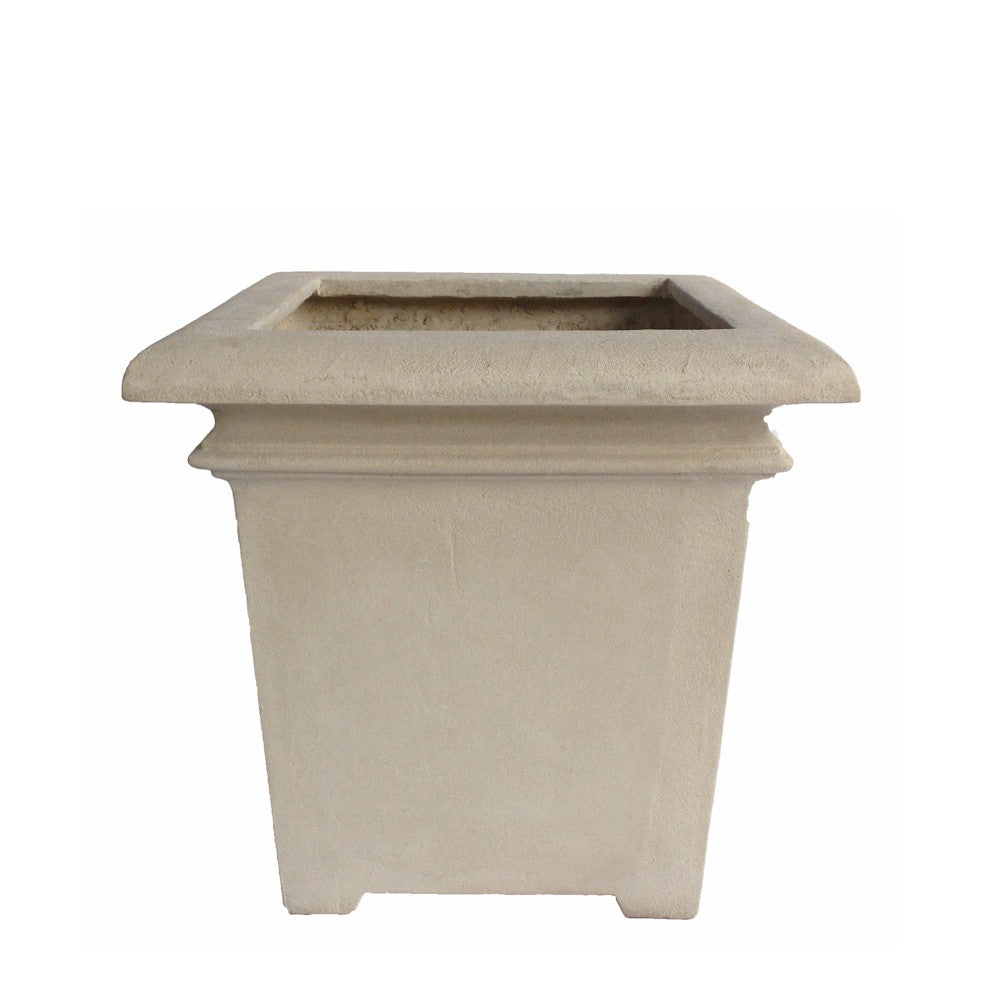 Beige square planter on a white background
