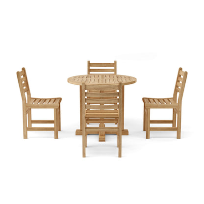 Wooden outdoor table and chairs set on a white background