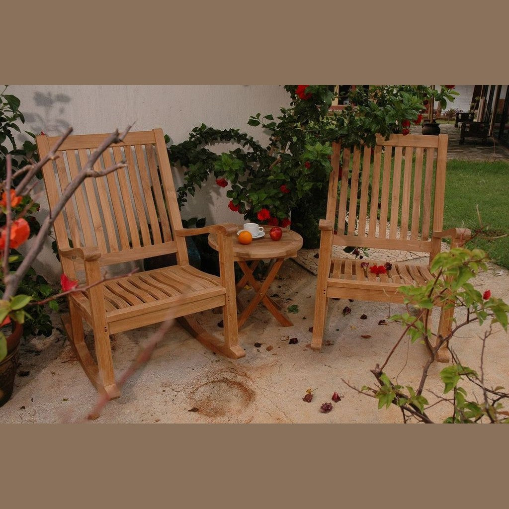 Del-Amo Bahama 3-Pc Teak Rocking Chair & Folding Side Table Set | BetterPatio // BetterPatio.com