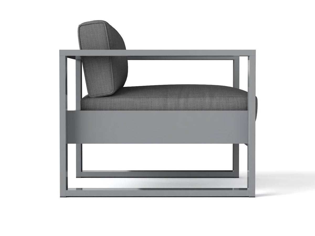 Anderson Teak Lucca Modern Aluminum Deep Seating Armchair Grey - chair in outdoor patio setting