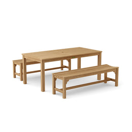 Bahama Hampton 3 - Piece Teak Rectangular Dining Set with Benches