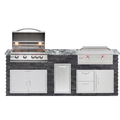 Quick Ship 8 Foot Outdoor Kitchen with Blaze Grill, Griddle and Trash Drawer