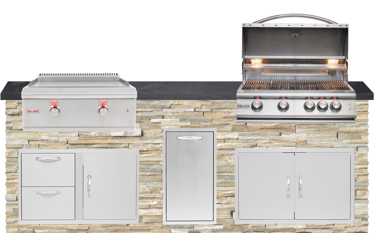 8 Foot Quick Ship Outdoor Kitchen with Blaze Grill, Griddle // BetterPatio.com