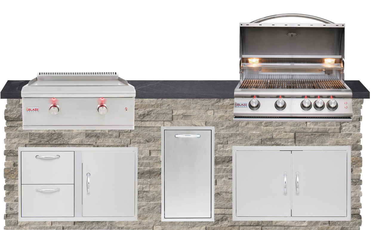8 Foot Quick Ship Outdoor Kitchen with Blaze Grill, Griddle // BetterPatio.com