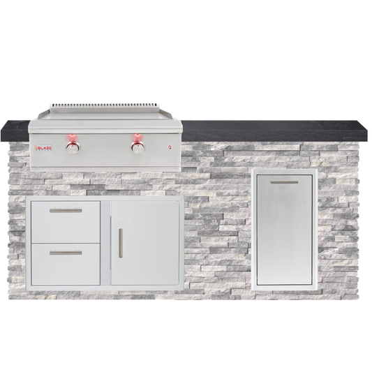 6 Foot Outdoor Kitchen with Blaze Griddle and Trash Drawer // BetterPatio.com