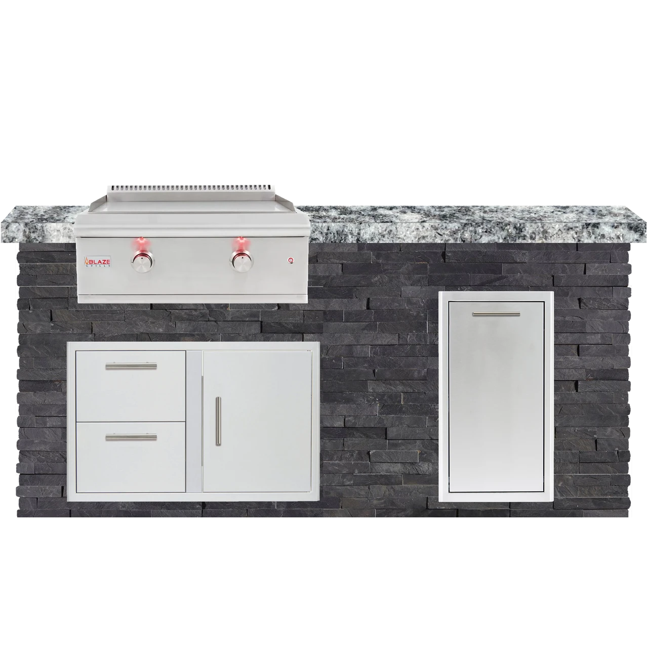 6 Foot Outdoor Kitchen with Blaze Griddle and Trash Drawer // BetterPatio.com