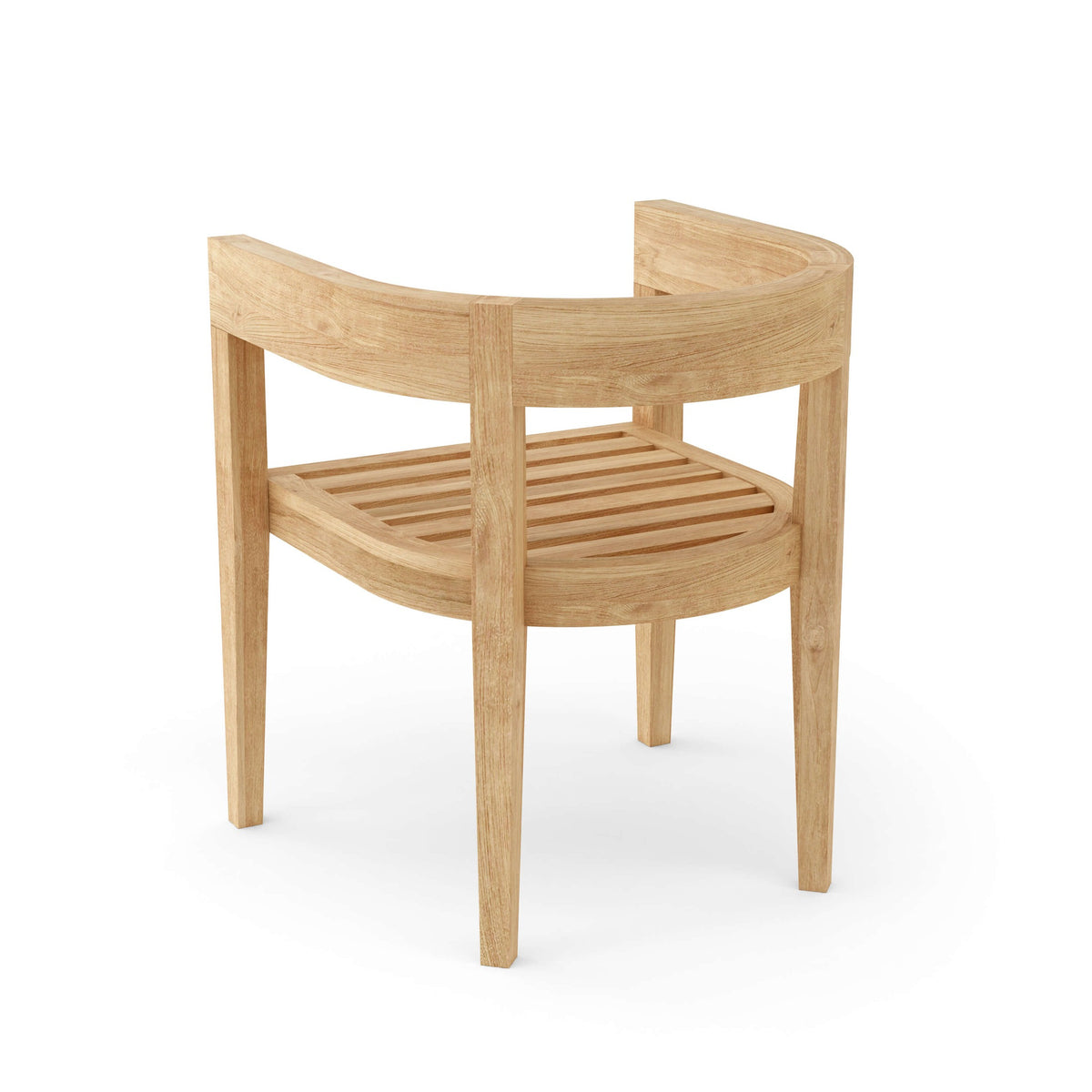 Wooden chair with curved design on a white background