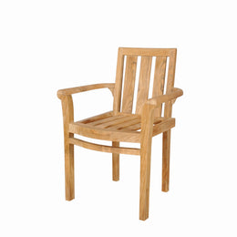 Classic Stackable Teak Armchair – Fully Assembled Set of 4