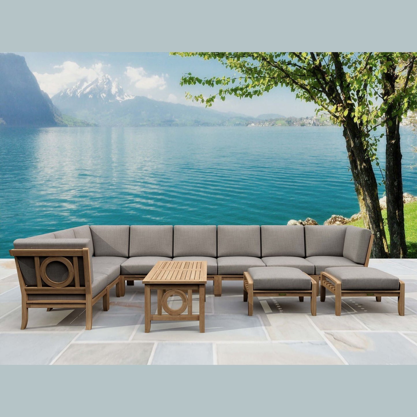 Natsepa 11-Piece Teak Modular Outdoor Deep Seating Set | BetterPatio // BetterPatio.com