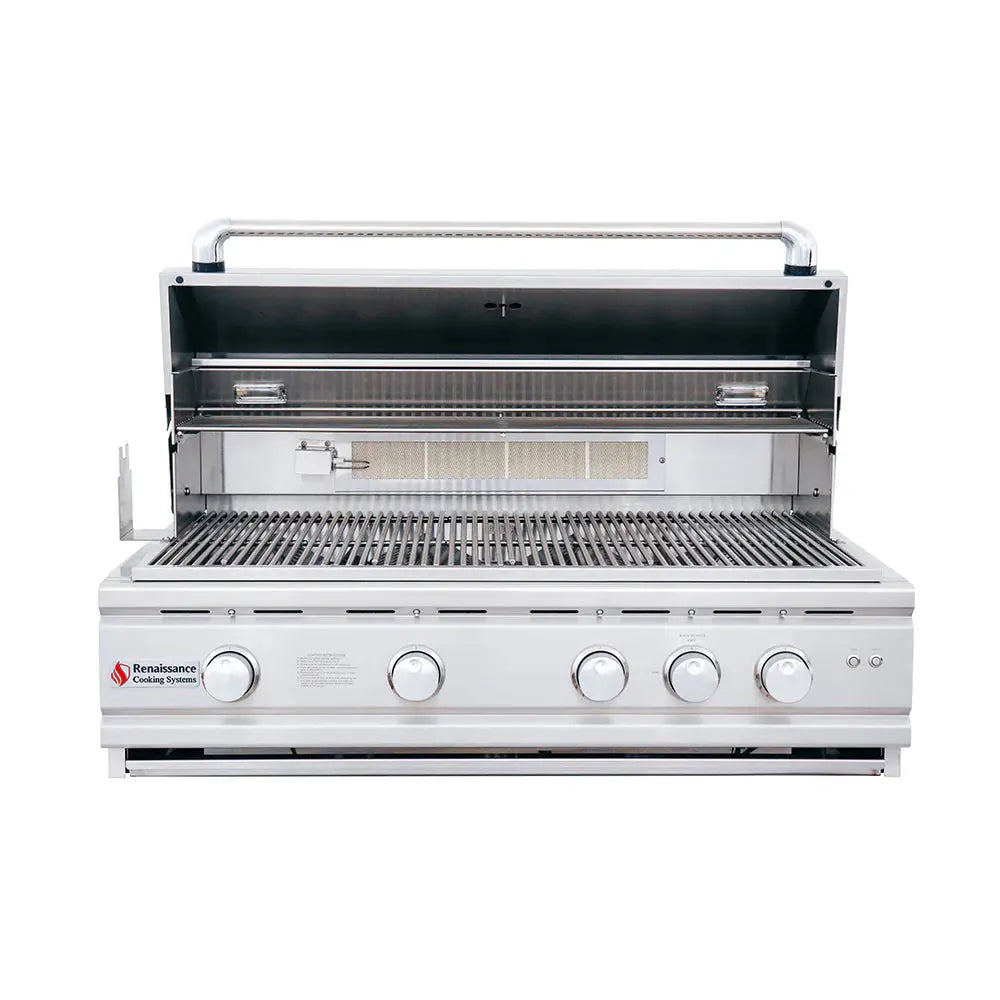 RCS 38 Inch Cutlass Pro Grill RC38BL - 3/4 front angle stainless exterior